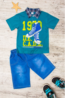 Комплект для мальчика (футболка+джинс. бриджи)